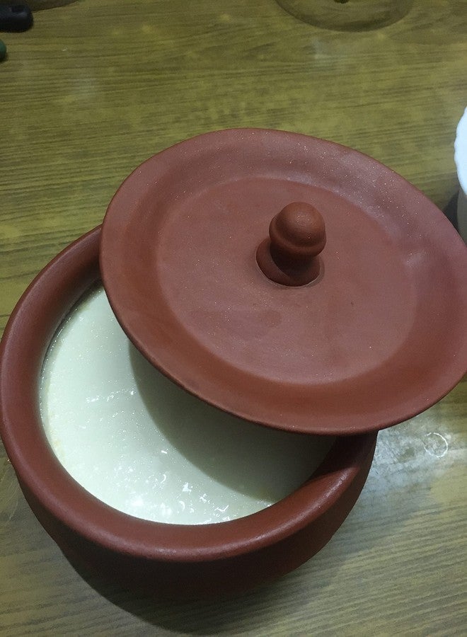 SHRIYAM CRAFTS Clay Curd Pot Dahi Handi/Dal Handi/Mitti Handi with Clay Vegetables Bawl (Curd 800ml with 4 Bawl) - Image 3